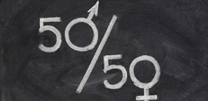 50/50, where the 0s are the symbols for male and female