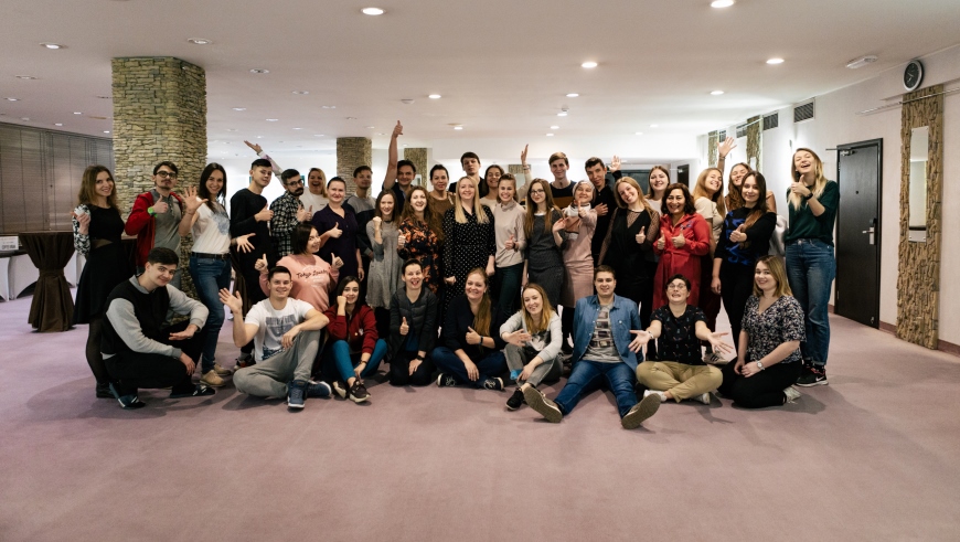 The Council of Europe Youth Department training in Moscow. A group of people poses for a photo