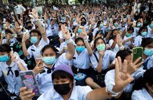 A group of Thai youth rally together in defense of their human rights